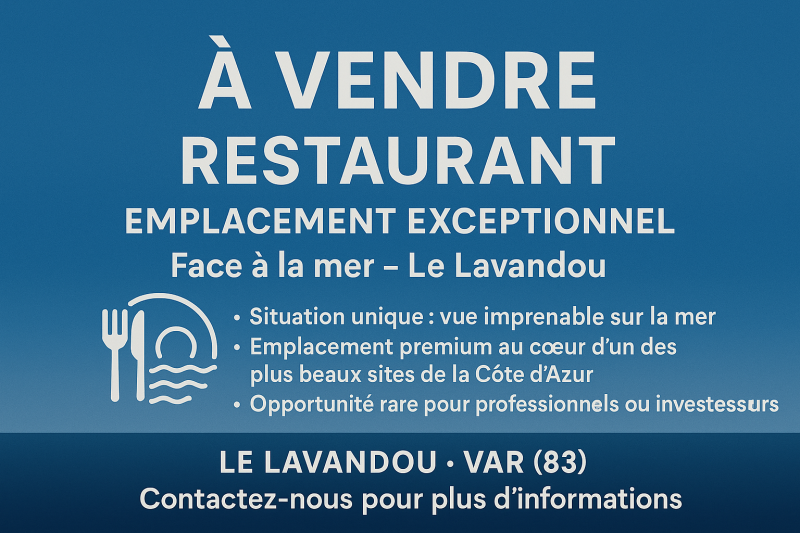 A vendre fonds de commerce restaurant idéalement situé au Lavandou